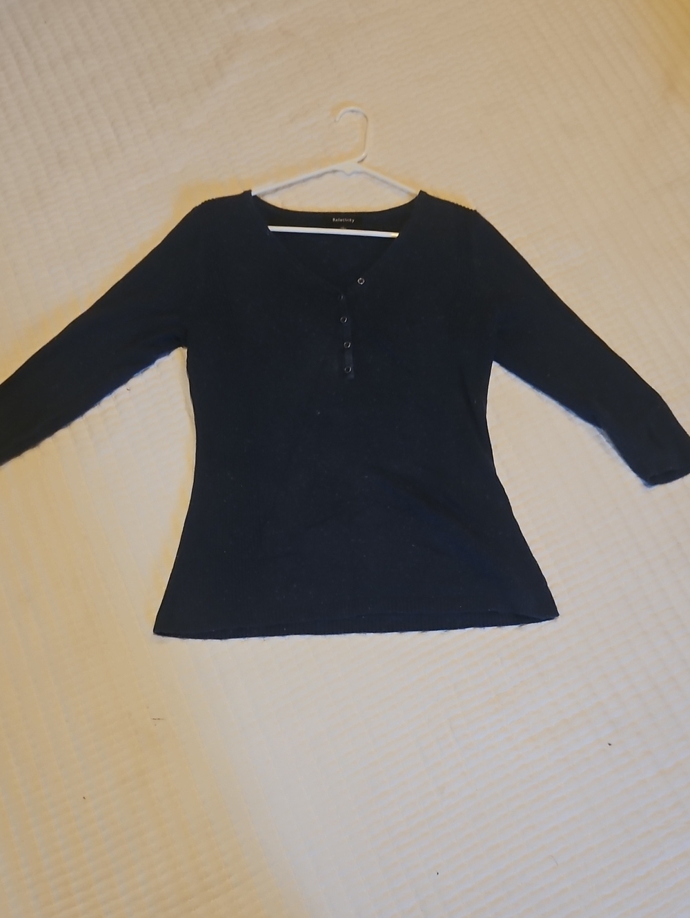 Relativity Blue Henley Knit Top